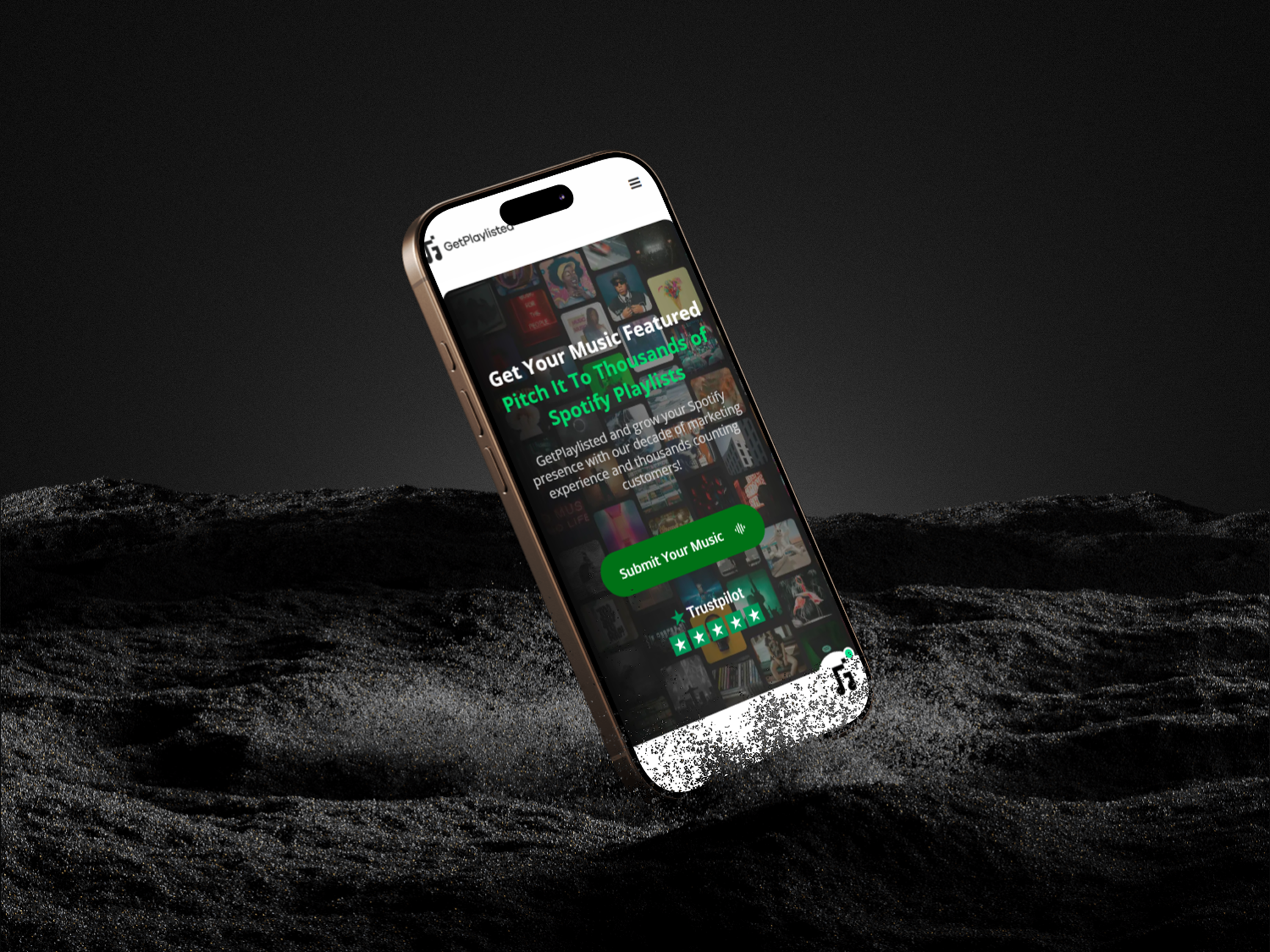 GetPlaylisted mobile view