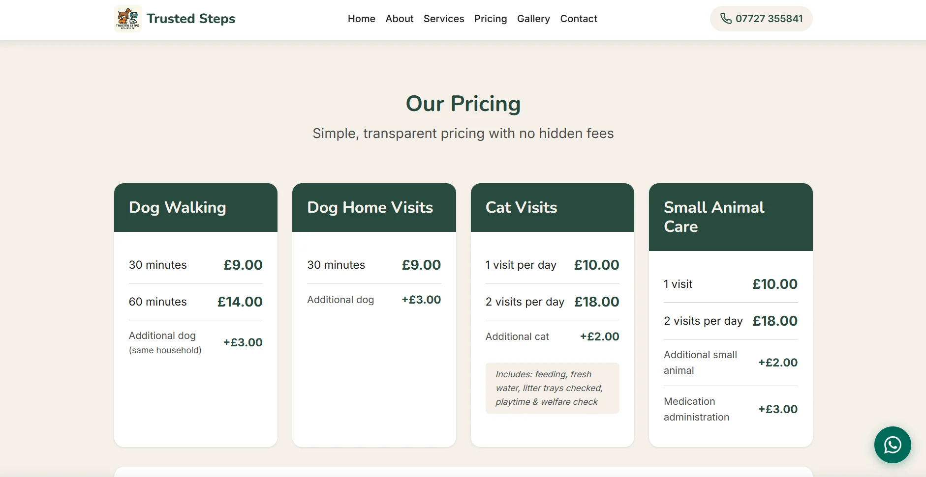 Trusted Steps pricing page