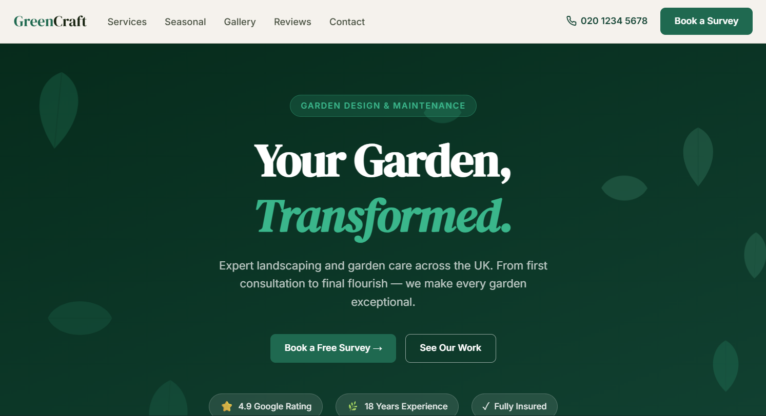 Landscaper website template