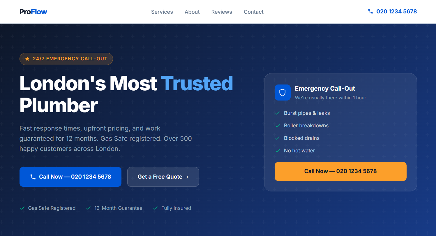 Plumber template preview